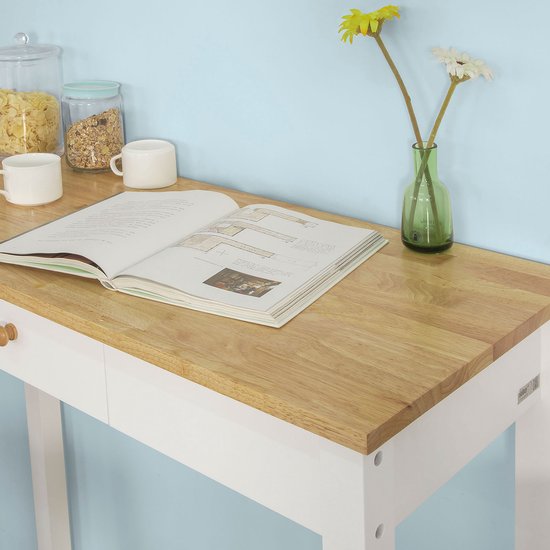 SoBuy FWT50-WN Bartafel met 2 Krukken - Wit Houten Keukentafelset