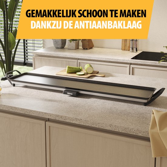 Tristar Grillplaat BP-2670- Tafelgrill XL: 100 x 23 cm - Voor binnen en buiten - BPA Free - Gourmet bakplaat voor op tafel - 10 tot 12 personen - Met regelbare thermostaat - Anti-aanbaklaag - Zwart