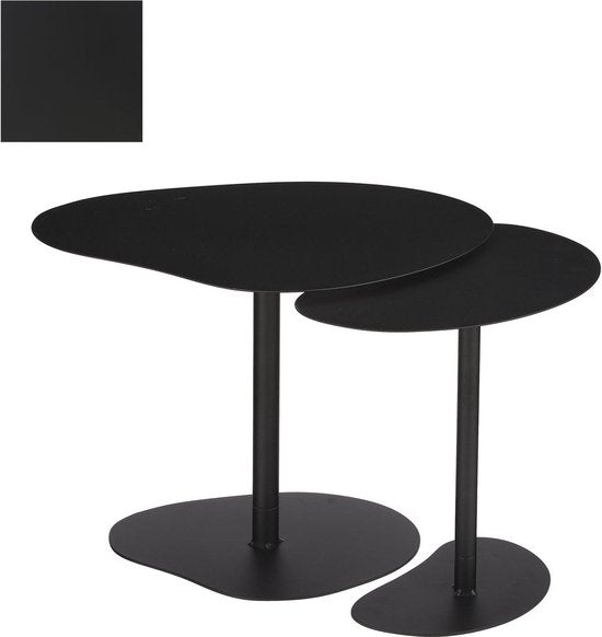 Mica Decorations Bijzettafel - Set van 2 - L55 x B41 x H40 cm - Metaal - Zwart