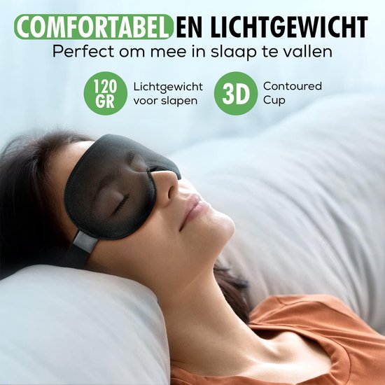 TravelHawk Slaapmasker Zwart - Luxe 3D-slaapmasker Dames Heren 100% lichtblokkerende slaapbril Zijslaper Oogmasker Nachtmasker