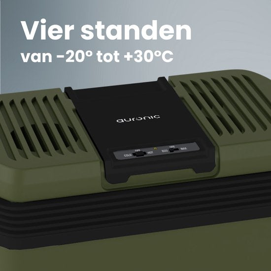 Auronic Koelbox Elektrisch 12V en 230 volt - 20L - Camping Koelkast - Auto - Koelen en Verwarmen - Frigobox - Groen