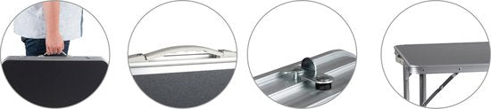 Camp Active Campingtafelset - Campingtafel met 4 Krukjes - Inklapbaar - Lichtgewicht - Compact - Stevig - Grijs