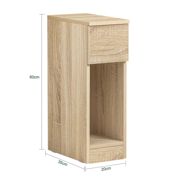 SoBuy Nachtkast Met Lade - Set Van 2 - Bijzettafel - Licht Bruin - 20x60x35cm - FBT111-Nx2
