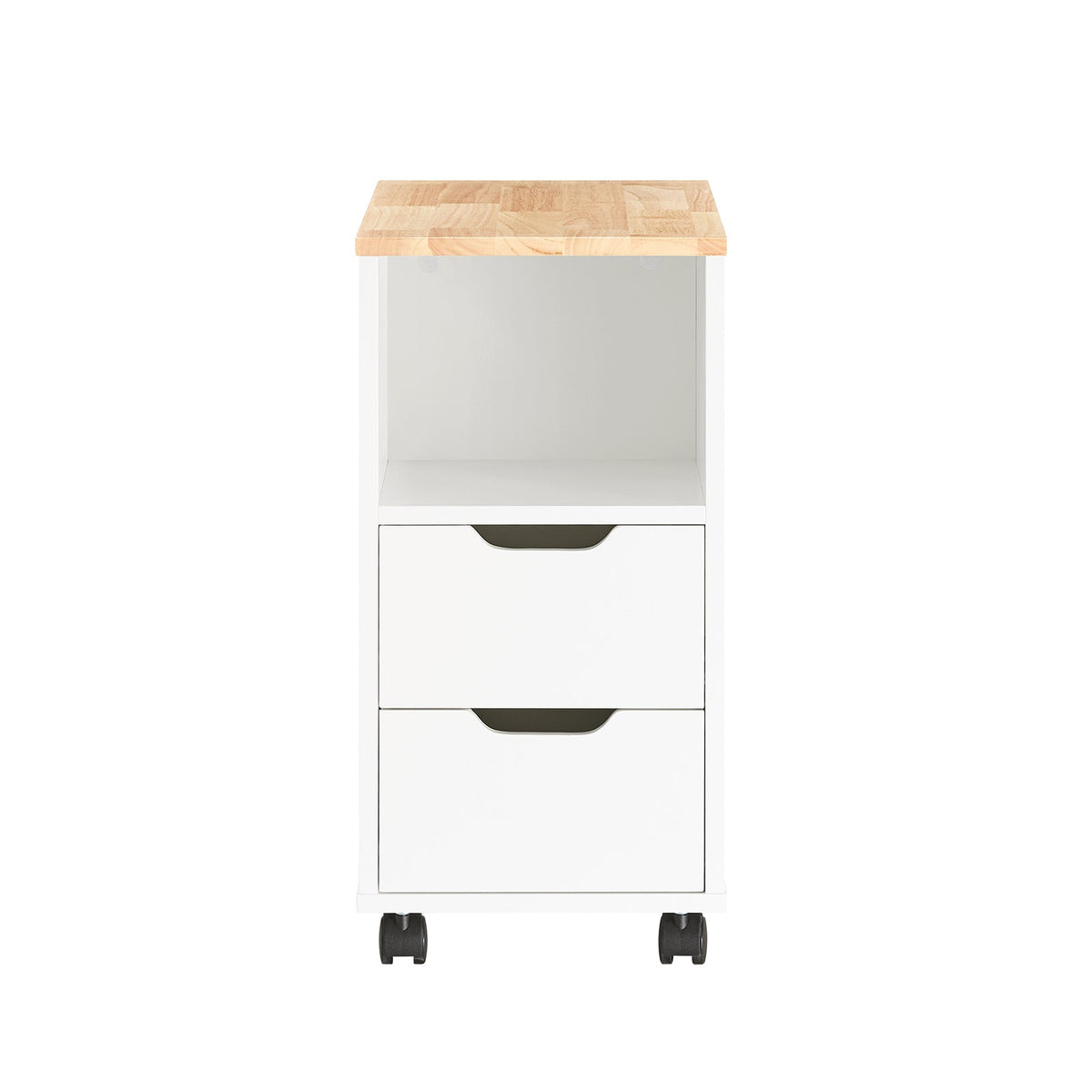 SoBuy Bijzettafel - FBT130-WN - 2 Laden en Planken - 60 x 30 x 60 cm - Wit