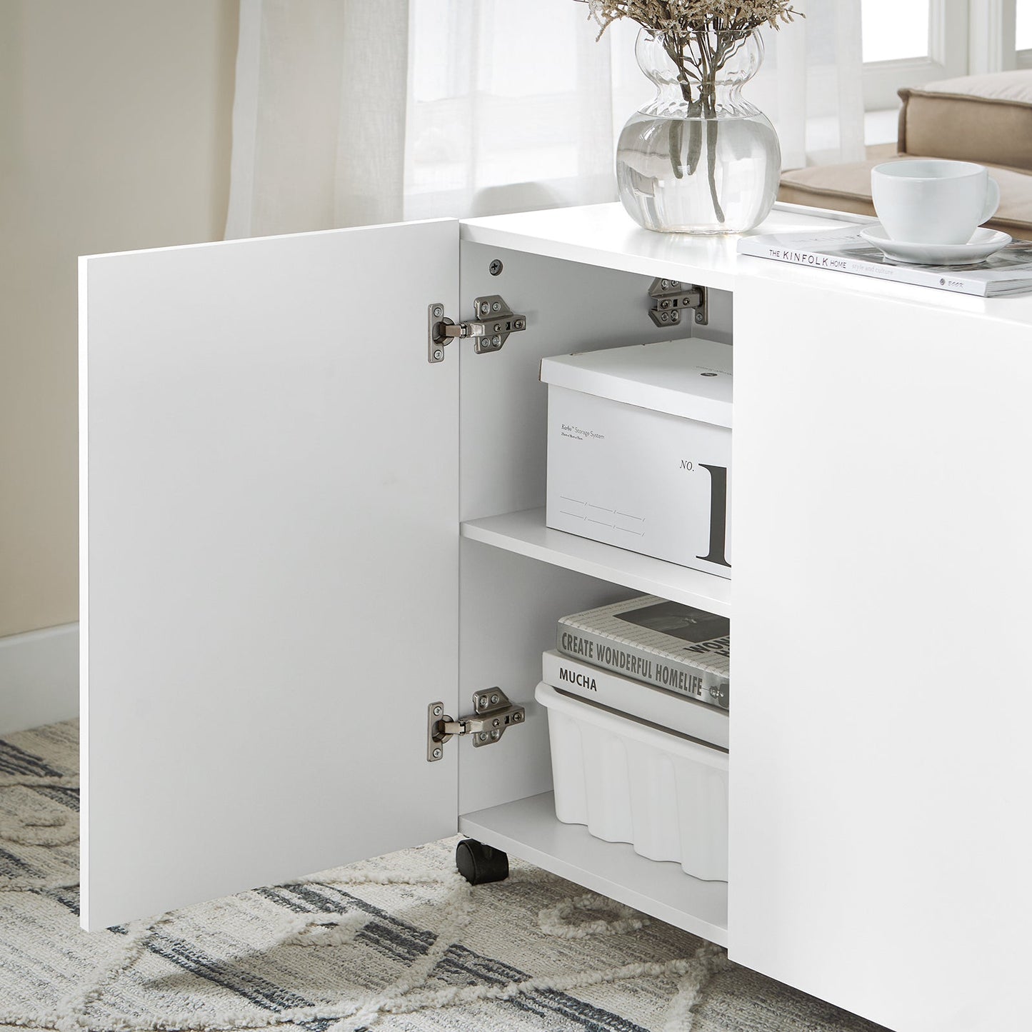SoBuy FBT150-W Dossierkast Archiefwagen, Printerstandaard en Opbergrek voor Kantoor – Wit, 31 x 60 x 70 cm