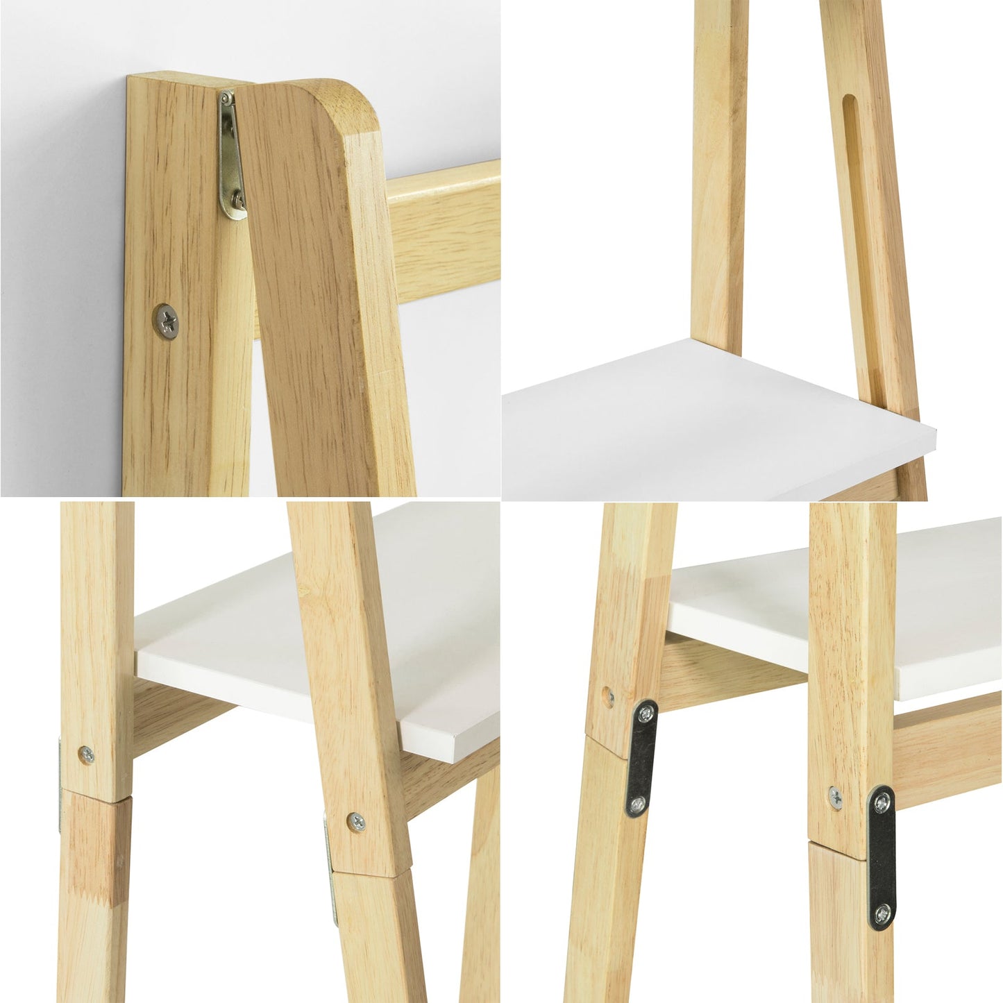 SoBuy Ladderplank - FRG162-N - Incl. 4 planken - Opvouwbaar - 34 x 42 x 140 cm -Rubberhout