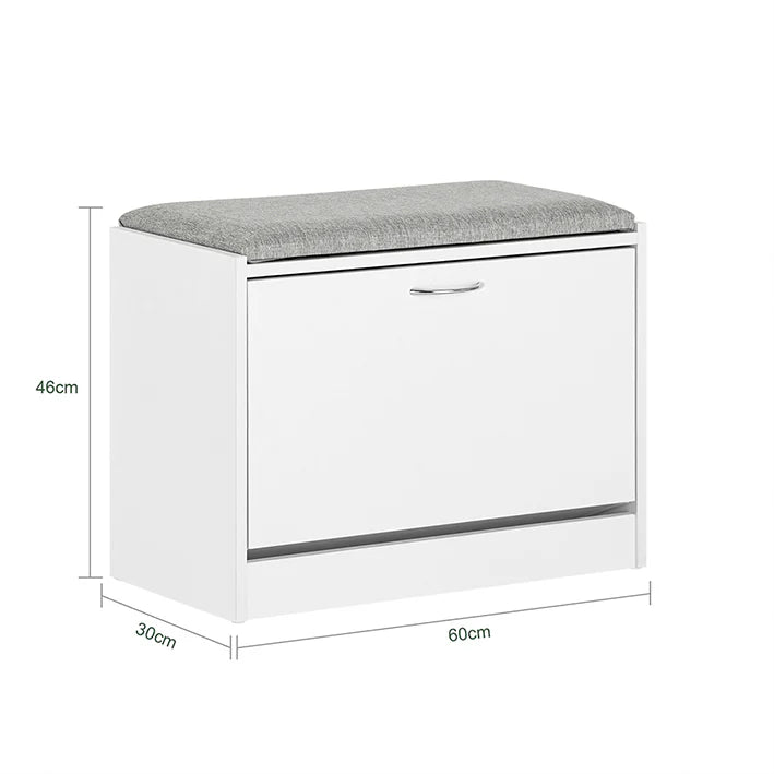 SoBuy Schoenen Opbergkist Met Zitkussen - Zitbank - Lichtgrijs - 60x46x30cm - FSR16-HG