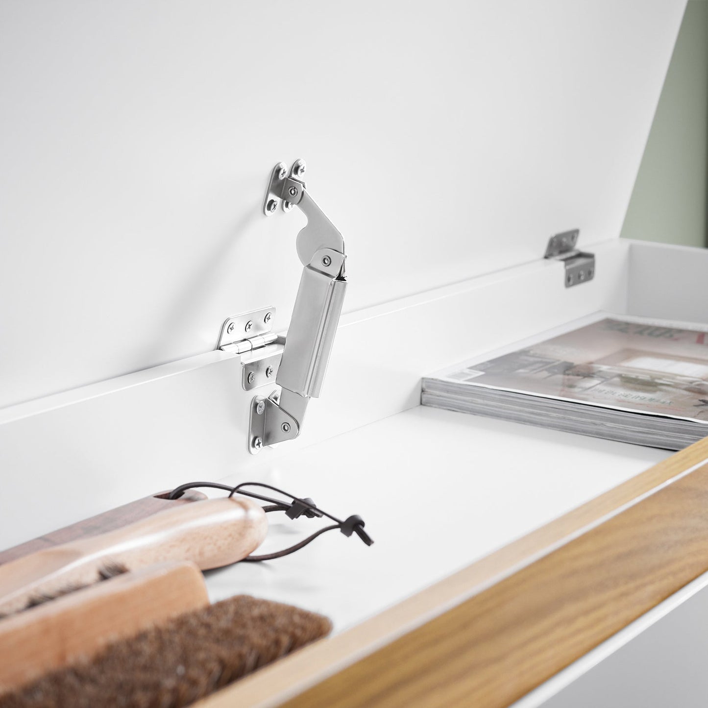 SoBuy Schoenenkast met Zitbank – Wit – 104x30x47 cm – 2 Klapladen – Modern Design