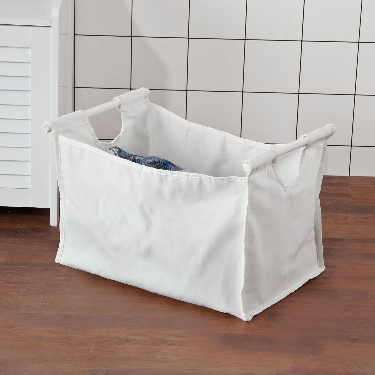 SoBuy Wasmand met Deksel - 50 x 35 x53 cm - Wit