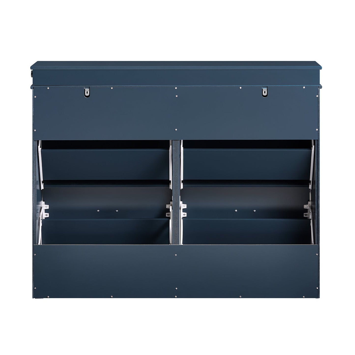 SoBuy Schoenenkast met 4 Kleppen – Slank Schoenenmeubel voor Hal en Entree – 105x24x83 cm – Blauw