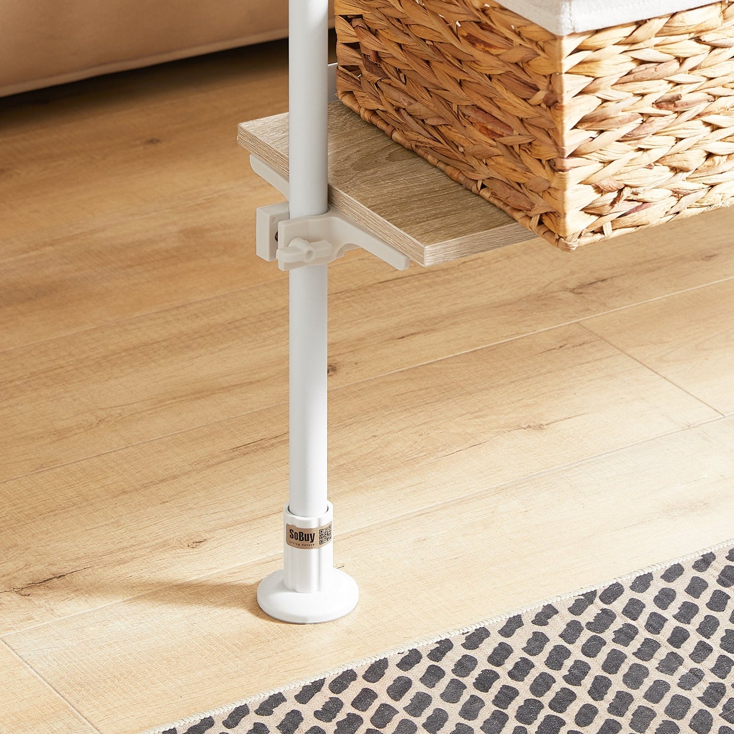 SoBuy KLS15-WN Telescopisch Kledingrek - Verstelbaar - 5 Planken - 1 Stang - L 97 x H (193-262) cm - Wit