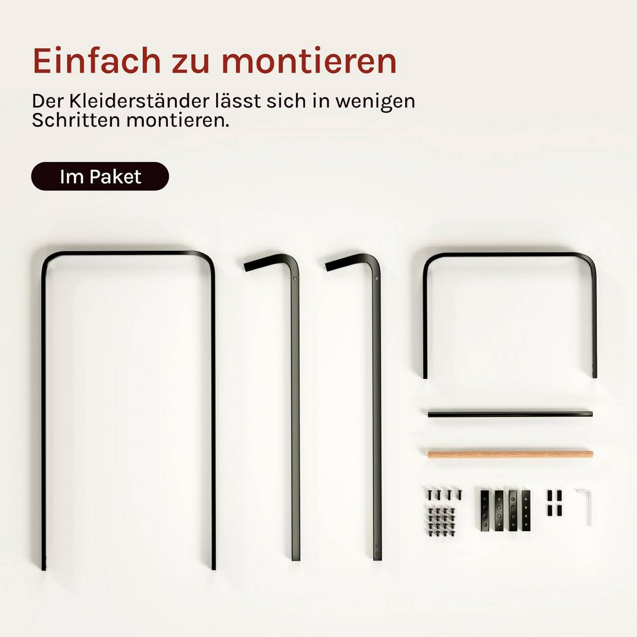Woltu L-vormige Kapstok – Vrijstaand Kledingrek – Zwart Metaal – 40 x 40 x 140 cm
