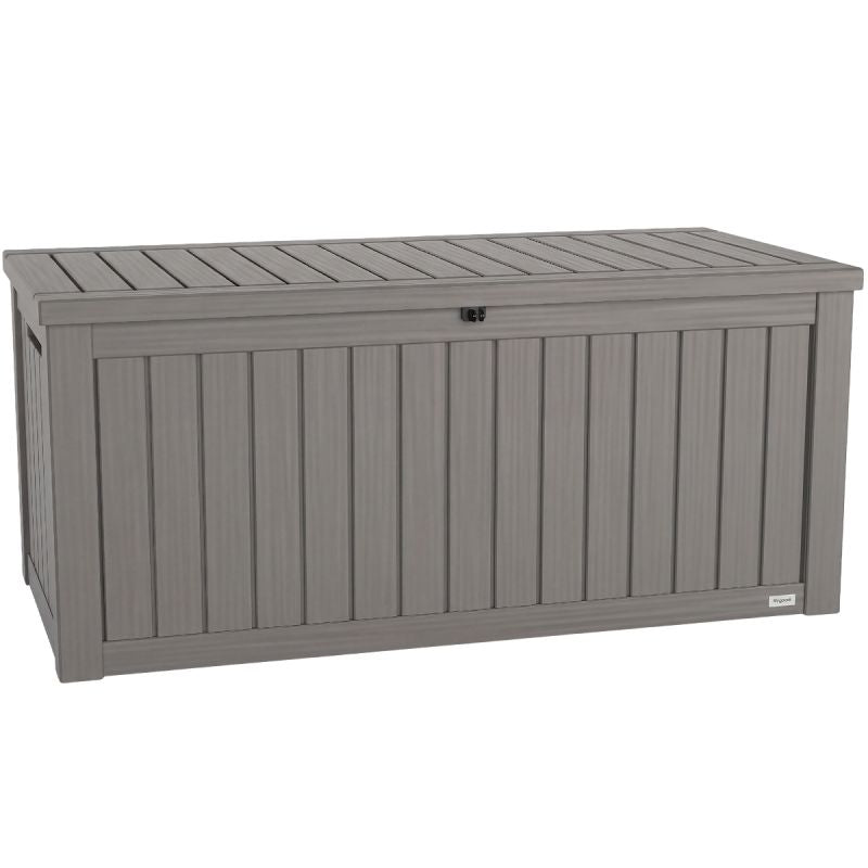 LifeGoods Kussenbox M - Opbergbox 450L - Kunststof - Weerbestendig - Gasveer - Grijs