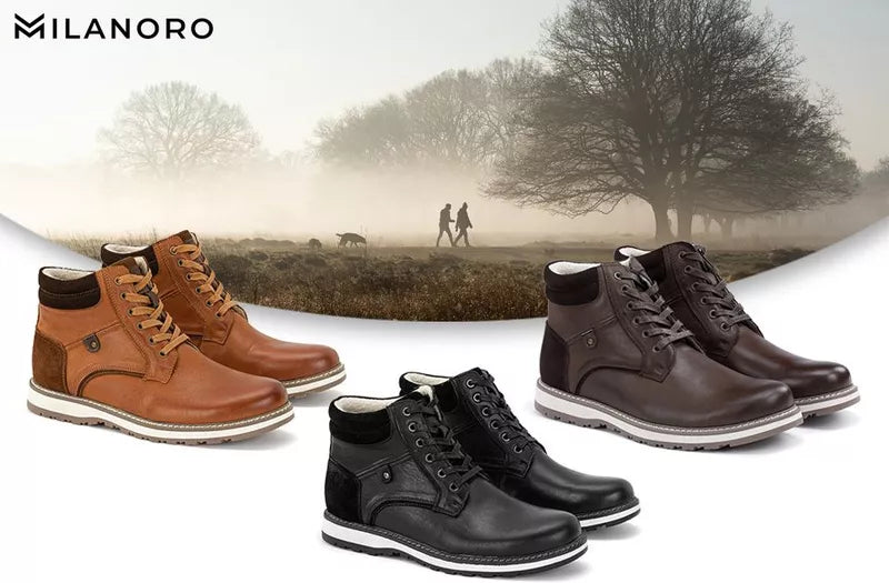 High leather sneakers Men Torino- Dark Brown - Maat 42