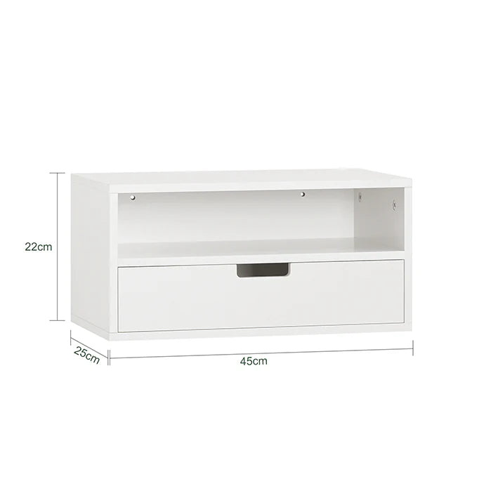 SoBuy - Zwevende Nachtkast - Wandkast - 45x22x25cm - Wit - NKD03-W
