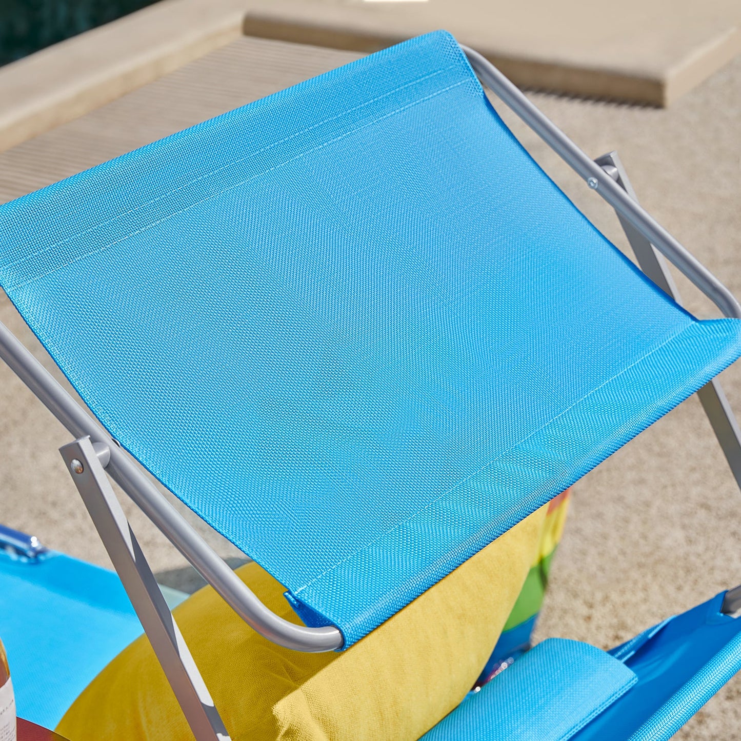 SoBuy Ligbed OGS48-B - Afneembaar Kussen - Verstelbaar Zonnedak - 189 x 28 x 62 cm - Blauw