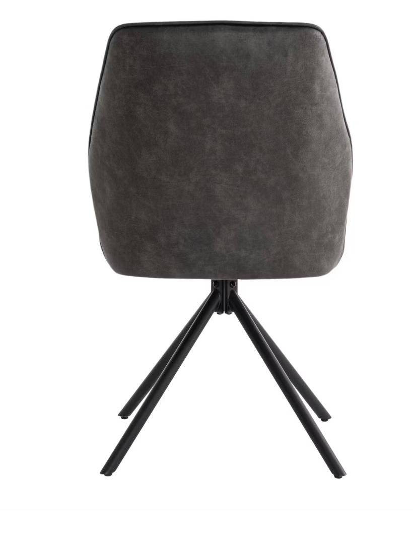Criks Design – Nova Draaibare Eetkamerstoel 2 Stuks – 54 x 64 x 87 cm – Voorzien Van 180° Draaibaar Frame En Automatische Terugkeerfunctie En Multiplex Zitting – Voor Eetkamer En Kantoor – Anthracite Eco-Rundleder En Metaal