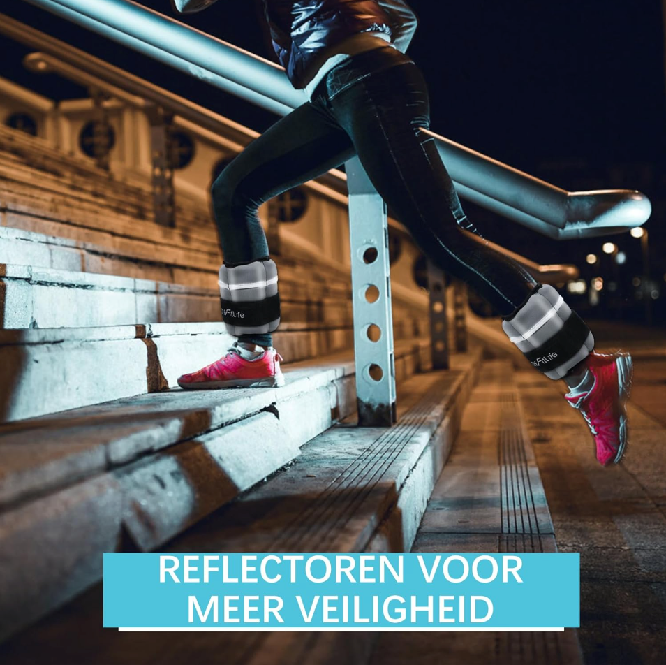 FitLife Enkelgewichten 2,5 kg – Verstelbare Gewichtsmanchetten voor Fitness & Krachttraining – Grijs