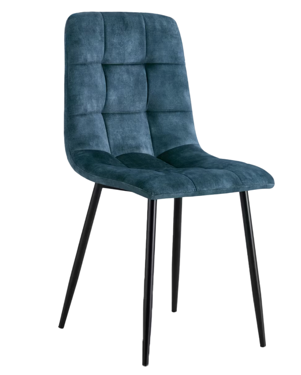 Multifurn - Yerevan Eetkamerstoel - 2 Stuks - Velvet Petrol & Metaal - Met Armleuning & Zwart Onderstel - Set van 2 - Maximaal Comfort & Luxe Uitstraling