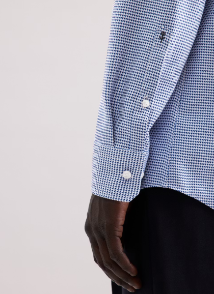 Seidensticker Overhemd Regular Fit - Spread Kent |-Mid Blue - Maat 42 - 100% Katoen