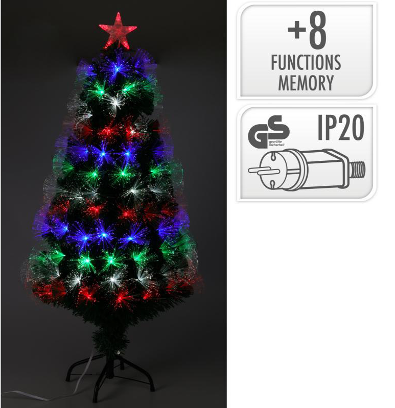 Decoratieve glasvezel kerstboom 60x33 cm – meerkleurig – met timer en programmeerfunctie