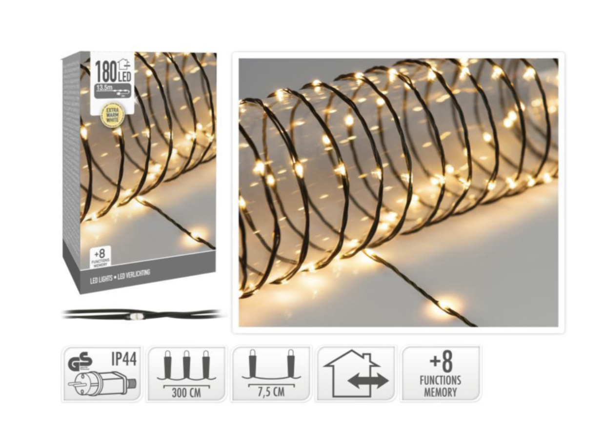 LED Kerstverlichting 180 LED – Extra Warm Wit – Soft Wire – 14 x 9 x 6 cm