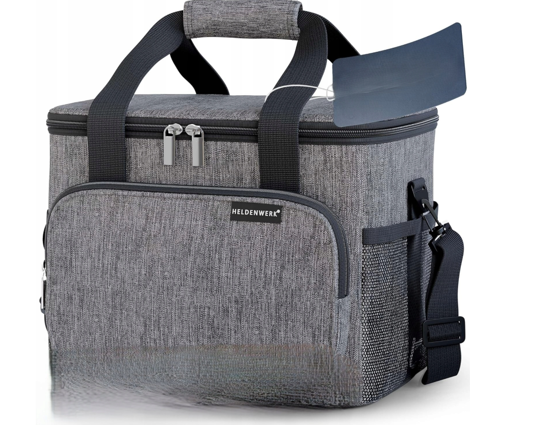 Heldenwerk geïsoleerde thermische lunchtas - 20L - grijs - 34 x 26 x 26 cm – ruime koeltas met draagriem