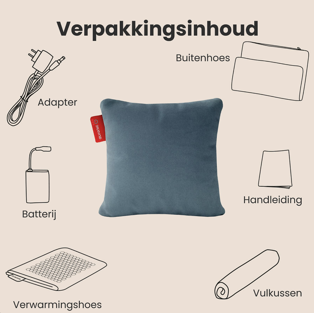 Auronic Elektrisch Warmtekussen Classic - Infrarood - Oplaadbaar - 45x45 cm - Blauw