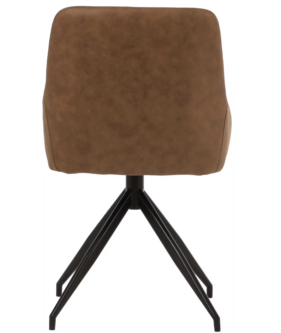 Dutchbone Laurel draaibare eetkamerstoel – elegant design – 360° draaibaar – cognac – 60 x 51 x 85 cm