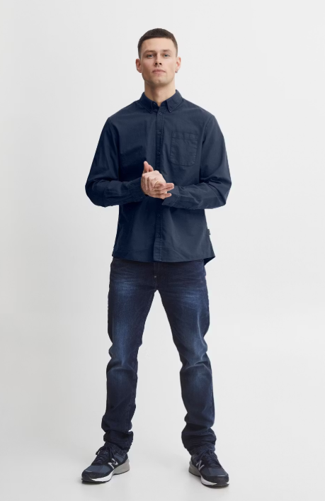 Blend Overhemd Oxford Dress Blues - Maat M - Stijlvol Casual Herenoverhemd