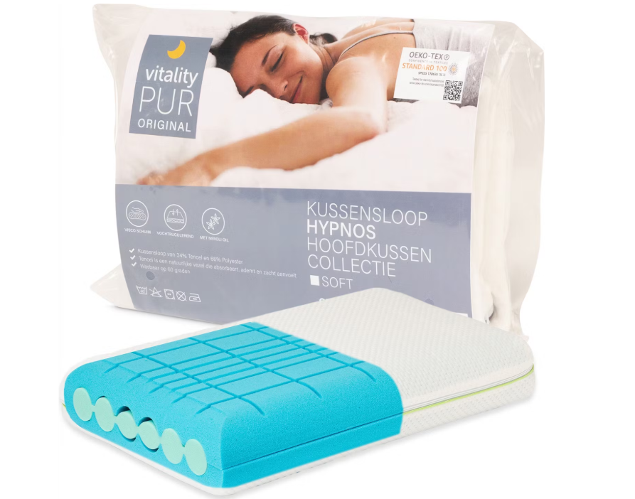 Vitality Pur Hypnos Kussen Soft 40x60 cm - Ergonomisch Hoofdkussen met Visco Schuim