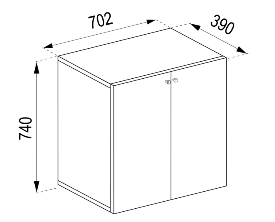 Vcm Vandol Opbergkast met 2 Deuren en Legplank - 75 x 70 x 36 cm