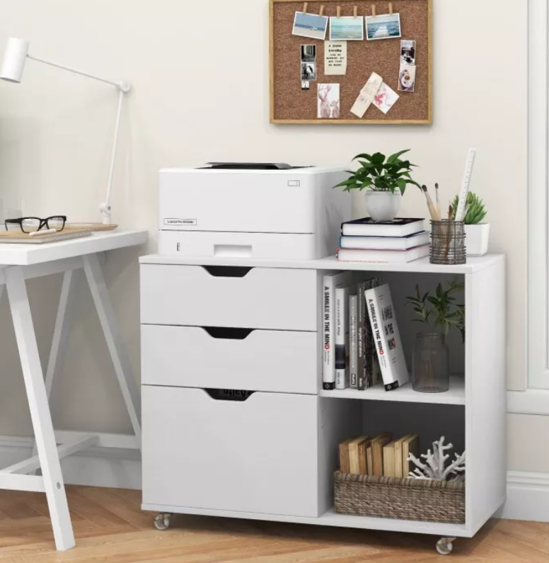 COAST Mobiele Archiefkast met 3 Uitschuifbare Laden - Tot 130 kg - Verstelbaar - 81 x 40 x 66 cm - Wit