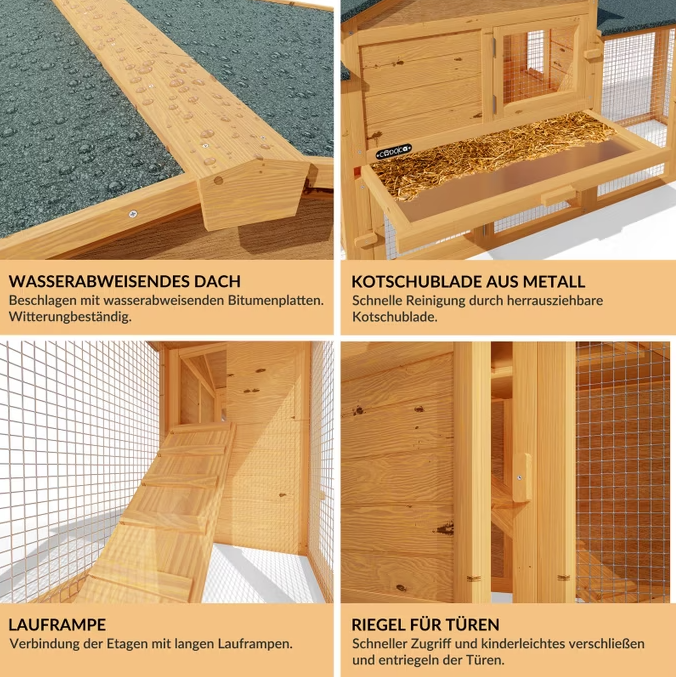 Deuba Konijnenhok - Instelbaar - Bruin - 204 x 45 x 84