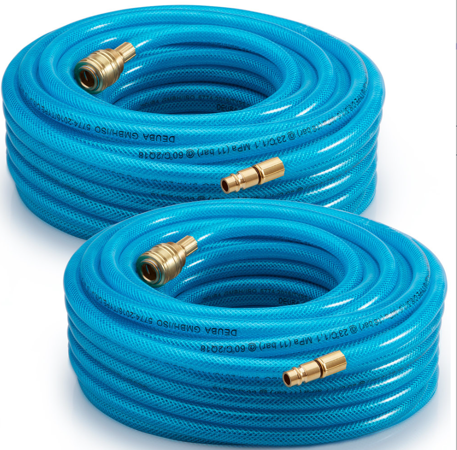 2x Deuba Persluchtslang 15m 15bar – Snelkoppeling 1/4-Aansluiting - Pvc