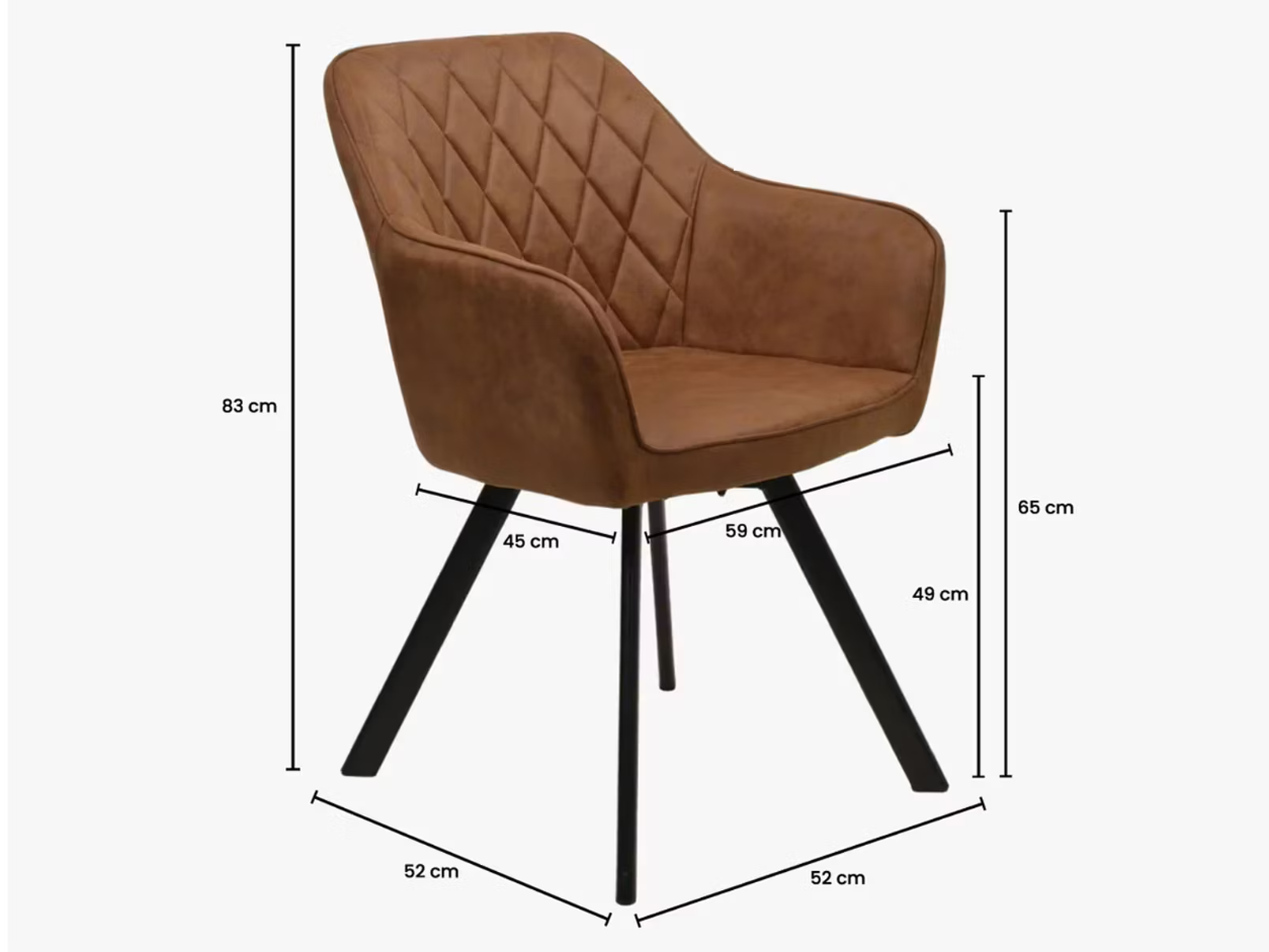 Meubel31 Brione Draaibare Eetkamerstoelen - 2 stuks - Cognac