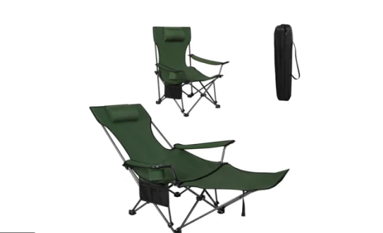 WOLTU CPS8148gn campingstoel - visstoel 2 in 1 met afneembare voetensteun - verstelbare rugleuning - groen