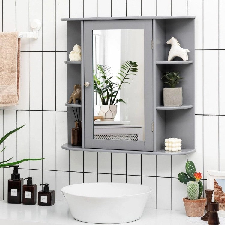 Coast Mirrored Badkamerkast houten wandkast voor badkamer 66 x 16,7 x 63 cm grijs