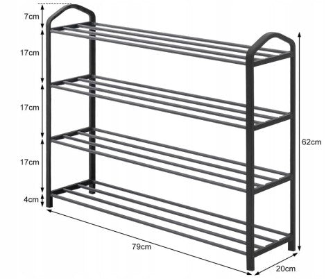Woltu schoenenrek - 79 x 62 x 20 cm - zwart