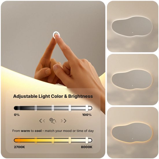 Mirlux Badkamerspiegel met LED Verlichting – Wandspiegel Asymmetrisch – Anti Condens Douchespiegel - 120 x 60 cm