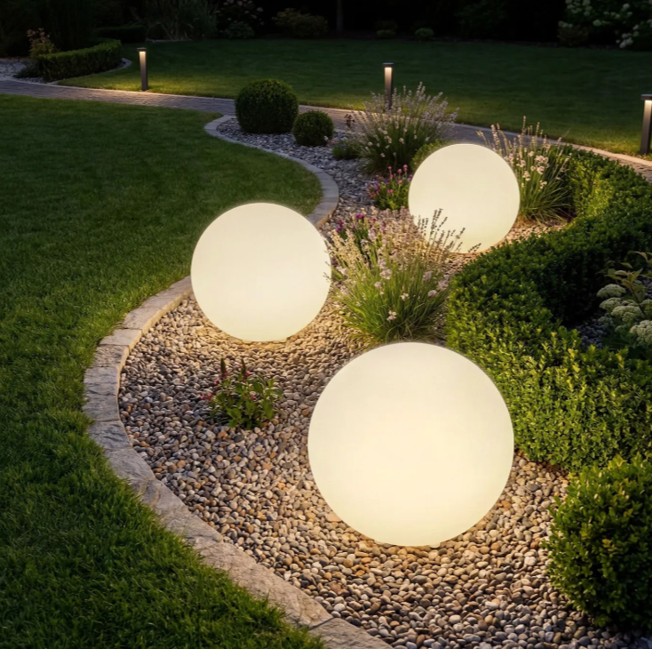 tectake Luminous Globe LED Tuinlamp – 40 cm – RGB 16 Kleuren – Afstandsbediening – Wit