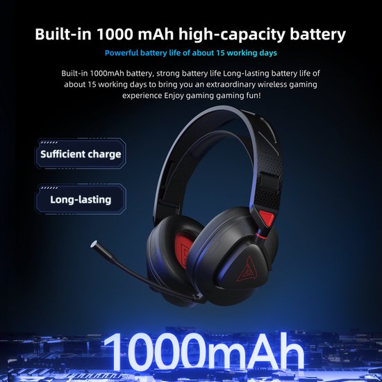 TAIDU THS318 2.4GHz Draadloze Gaming Headset - Over ear koptelefoon - met microfoon - Geschikt voor PC/PS4/PS5, Nintendo Switch - Zwart