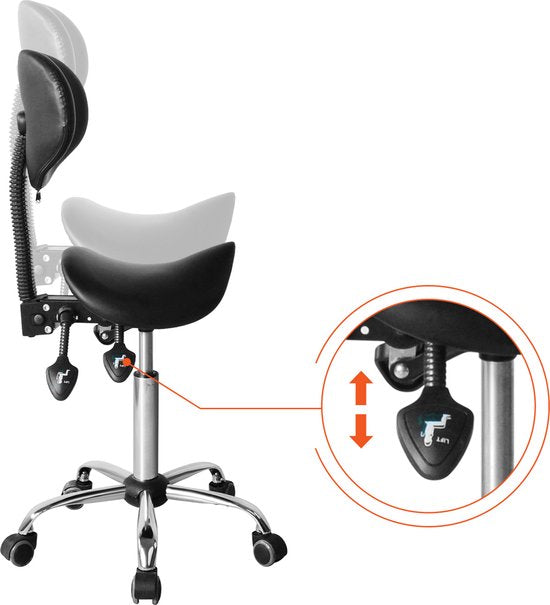 VVD Zadelkruk - Ergonomisch & Verstelbaar - 40 x 36 x 112cm - Zwart