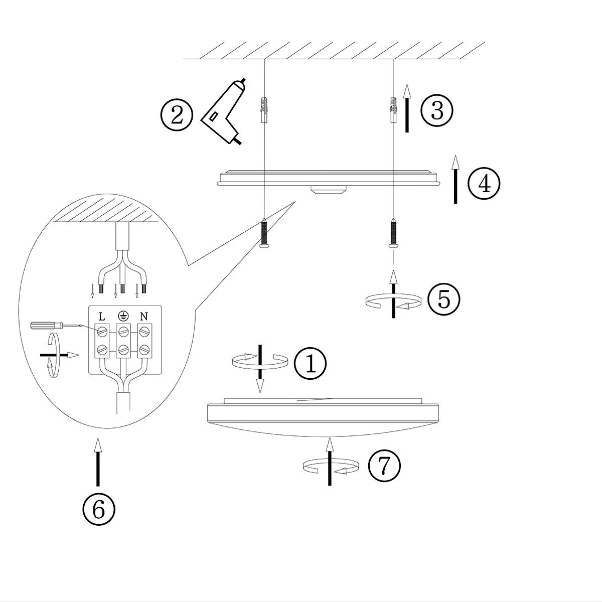 Plafondlamp Galaxy 7831ST Staal, IP44, geschikt voor badkamer, Modern, Mexlite