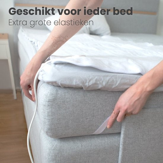 Auronic Elektrische Onderdeken - 1 Persoons - Instelbare Voetzone - 70x150cm - met Hoekelastieken - Wit