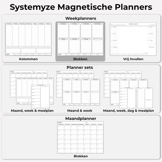 Systemyze Weekplanner Whiteboard – Magnetisch Planbord – Magnetische Maandplanner – Inclusief Markers & Wisser – A3 Formaat