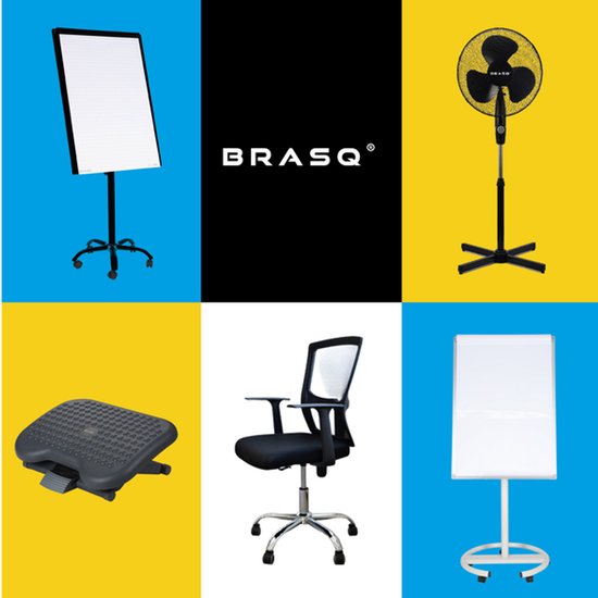 BRASQ Flipover - 70x100 cm - Verstelbaar Whiteboard - Inclusief 25 vellen papier, 4 Stiften, 8 Magneten, Wisser - Magnetisch bord met Haken - Magneetbord - Zwart