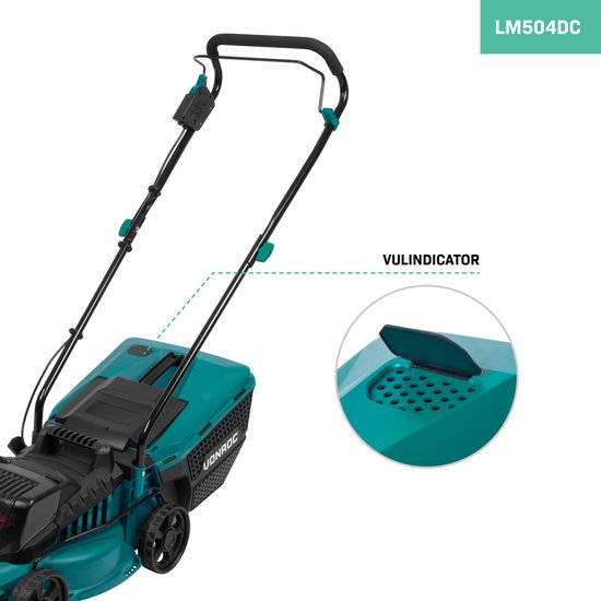 VONROC Accu Grasmaaier 40V – Brushless Motor – 33 cm Maaibreedte – Zonder accu & lader - 30L Opvangbak – 79 x 41 x 104 cm – Groen