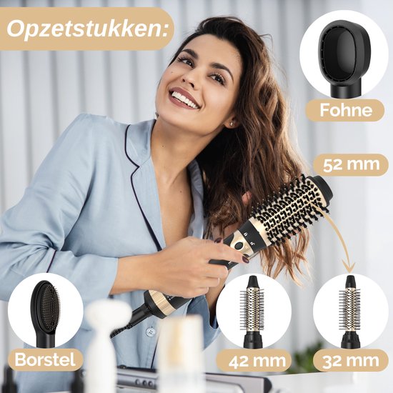 VAIVE Föhnborstel met 5 opzetstukken - Föhn en Krulborstel - Krulborstel/Föhnborstel - Ronde Borstel - Stijlborstel