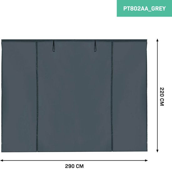 VONROC Zijwanden Set - Voor Premium Partytent PT501XX – Waterdicht - 50+ UV Bescherming - Grijs